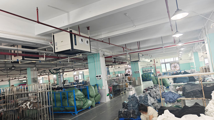 大型制衣廠整體精準降溫，應(yīng)用蒸發(fā)冷省電空調(diào)